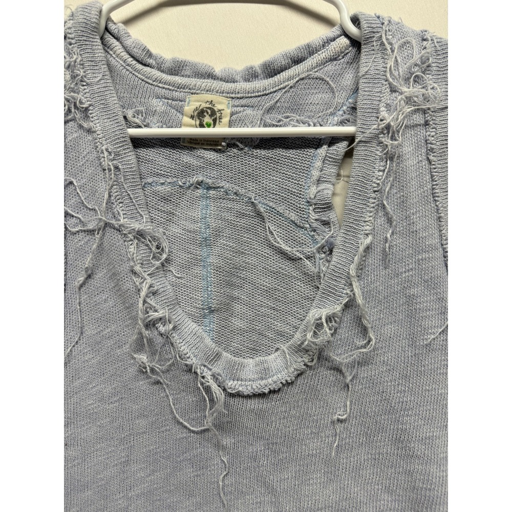 Free People Light Blue Distressed Ribbed Tank - Picture 3 of 11